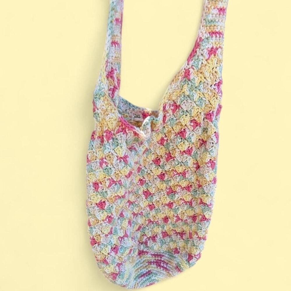 Handmade pastel multicolor crochet shoulder
